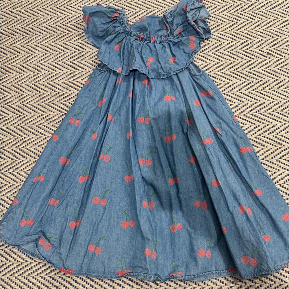 Stella McCartney Kids Blue Dress with Cherry Print